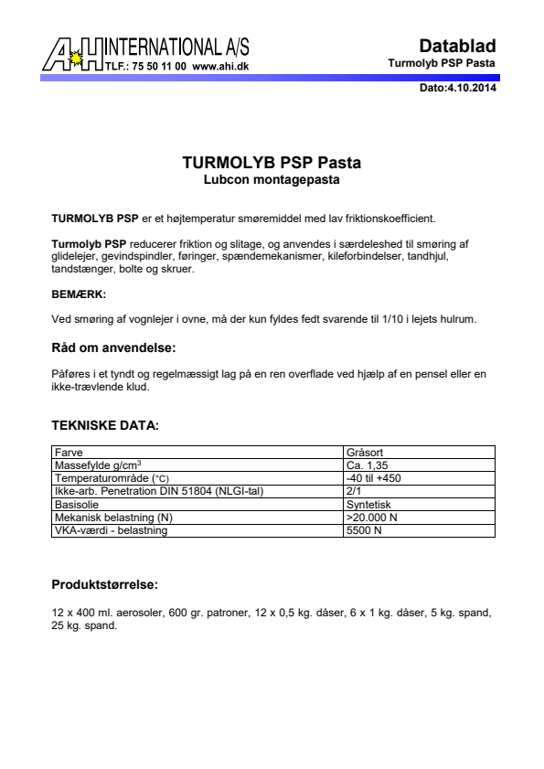 

TURMOLYB PSP Pasta

